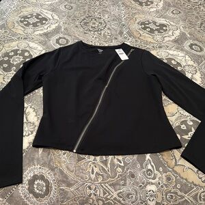 Express Black Asymmetrical Zip Top
